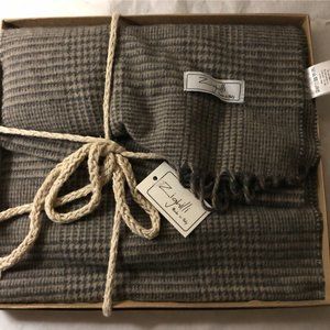 Zighilli Cashmere Blend Brown Herringbone Scarf